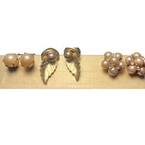 Set of 3 Vintage Screw Back Earrings